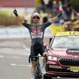 Kaden Groves s'est imposé en solitaire samedi à Pontarlier KEYSTONE/EPA/Christophe Petit Tesson