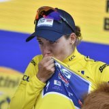 Kim Le Court est toujours maillot jaune à deux jours de l'arrivée du Tour de France Femmes (archives). KEYSTONE/AP/Mathieu Pattier