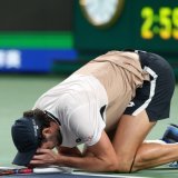 La joie de Valentin Vacherot, demi-finaliste à Shanghai KEYSTONE/AP/Andy Wong