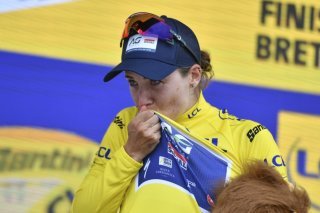Kim Le Court est toujours maillot jaune à deux jours de l'arrivée du Tour de France Femmes (archives). KEYSTONE/AP/Mathieu Pattier