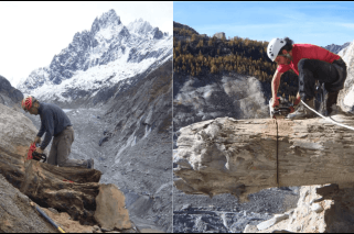 Chaque automne, Melaine Le Roy se rend sur les moraines des glaciers, pour y récolter les bois libérés par la glace.