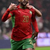 Ayoub El Kaabi fête son magnifique but KEYSTONE/EPA/JALAL MORCHIDI