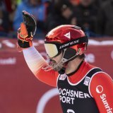 Loïc Meillard doit se satisfaire de la 4e place à Wengen. Keystone/JEAN-CHRISTOPHE BOTT