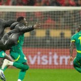 Scène de joie pour les Sénégalais en finale à Rabat KEYSTONE/AP/Mosa'ab Elshamy