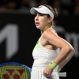 Belinda Bencic a subi un revers fâcheux face à la jeune Tchèque. KEYSTONE/EPA/LUKAS COCH