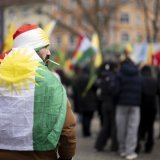 Une nouvelle manifestation pro-kurde s'est déroulée samedi après-midi à Zurich. KEYSTONE/CLAUDIO THOMA