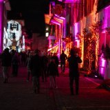 Le festival des Lumières a proposé cette année une vingtaine d'installations. KEYSTONE/ANTHONY ANEX