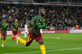 Le Camerounais Junior Tchamadeu célèbre son but KEYSTONE/AP/Themba Hadebe